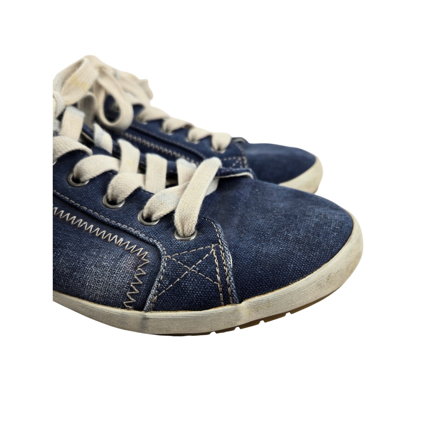 Taos Star Blue Wash Canvas Sneakers Womens 8.5 Lace-Up Comfort Shoes Denim