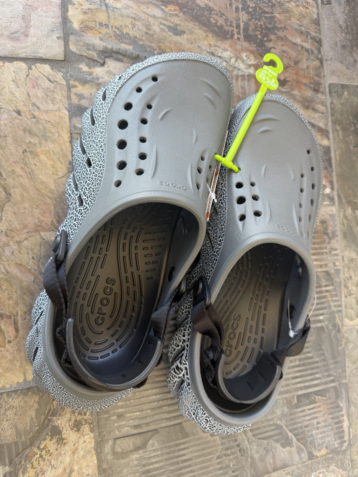 Size 11 – CROCS Echo Crackle Mens Womens Clog Slate Grey 211630-0DA