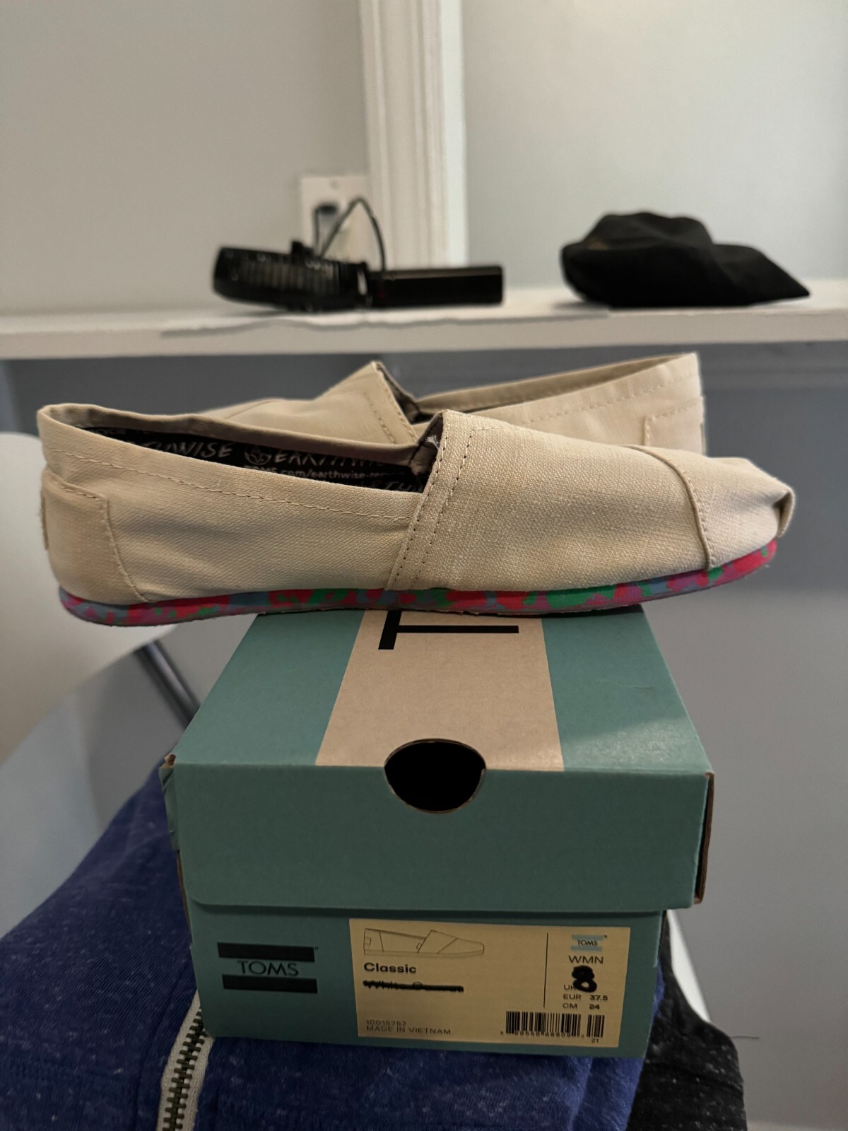 Womens TOMS Earth Recycled Sole Cotton Canvas 100% Original Brand Beige 8
