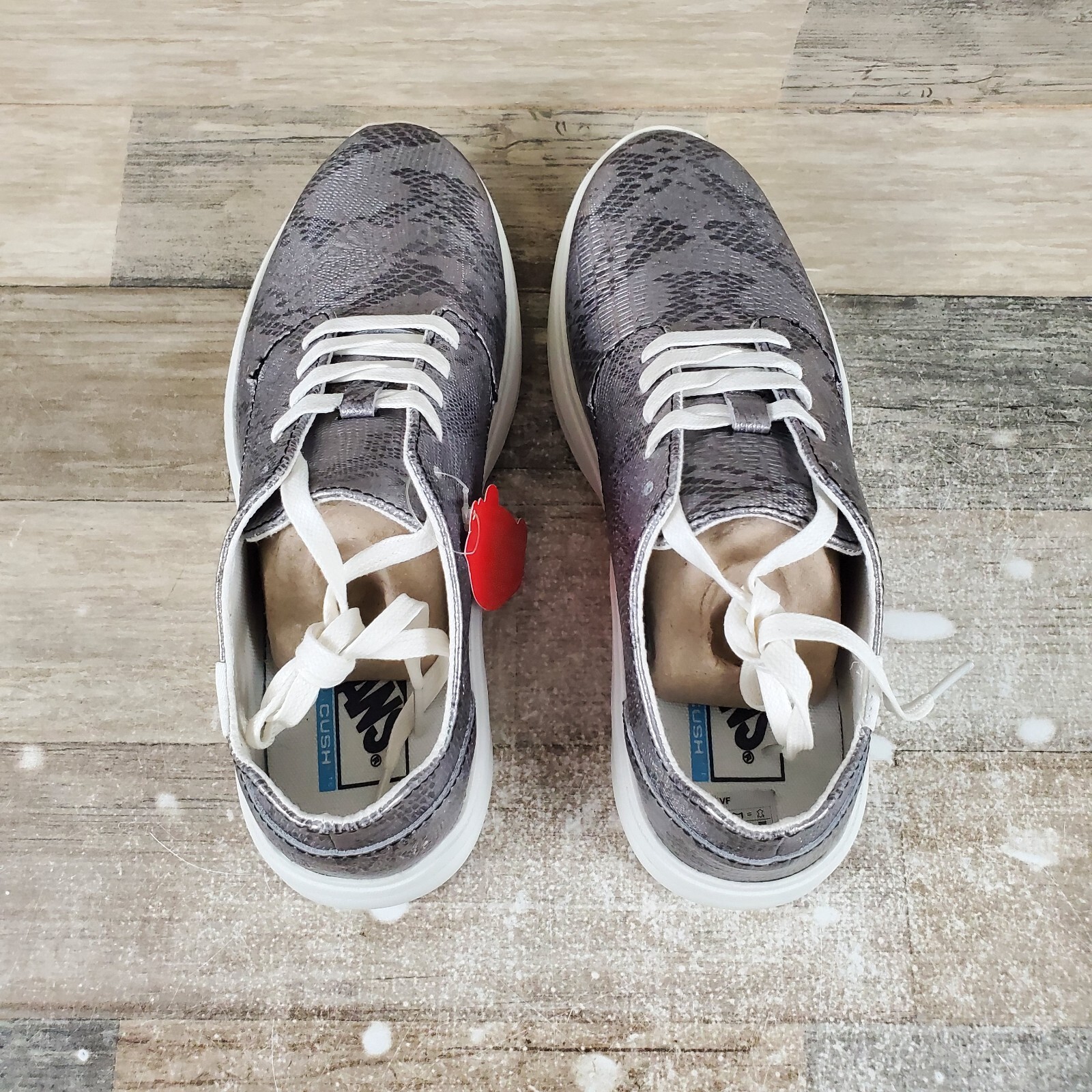 Vans ISO 2 Disco Python Shoes Womens Sz 9 Silver Snake Skin Lace Up Sneaker