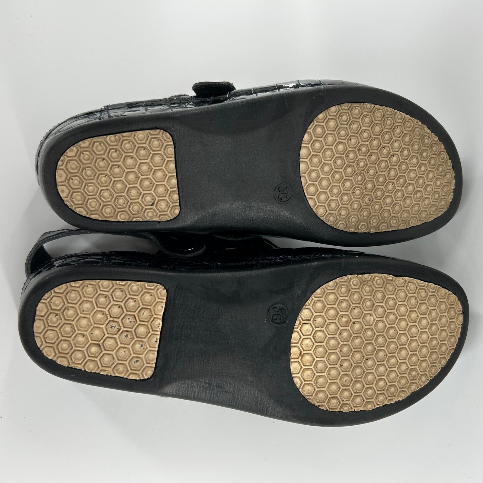 90’s Helle by Romu’s Patent Crocodile Print Slingback Clogs Mules Shoes Size 36