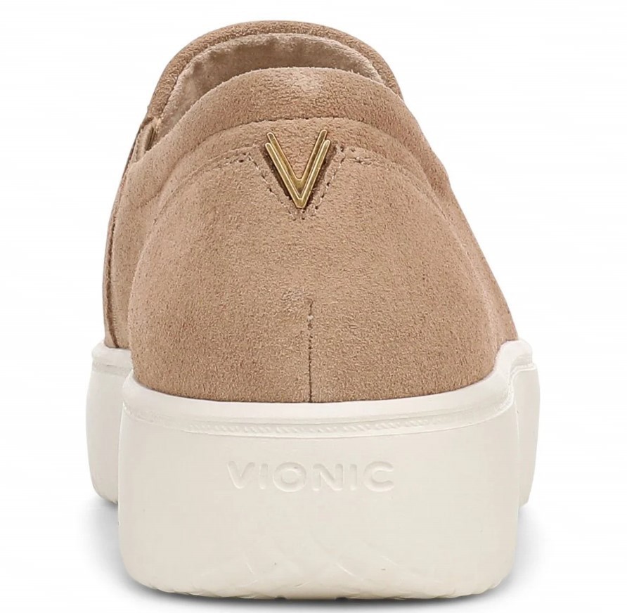 VIONIC Women Ellen Platform Slip On Sneaker, Desert Sand Suede (NEW)