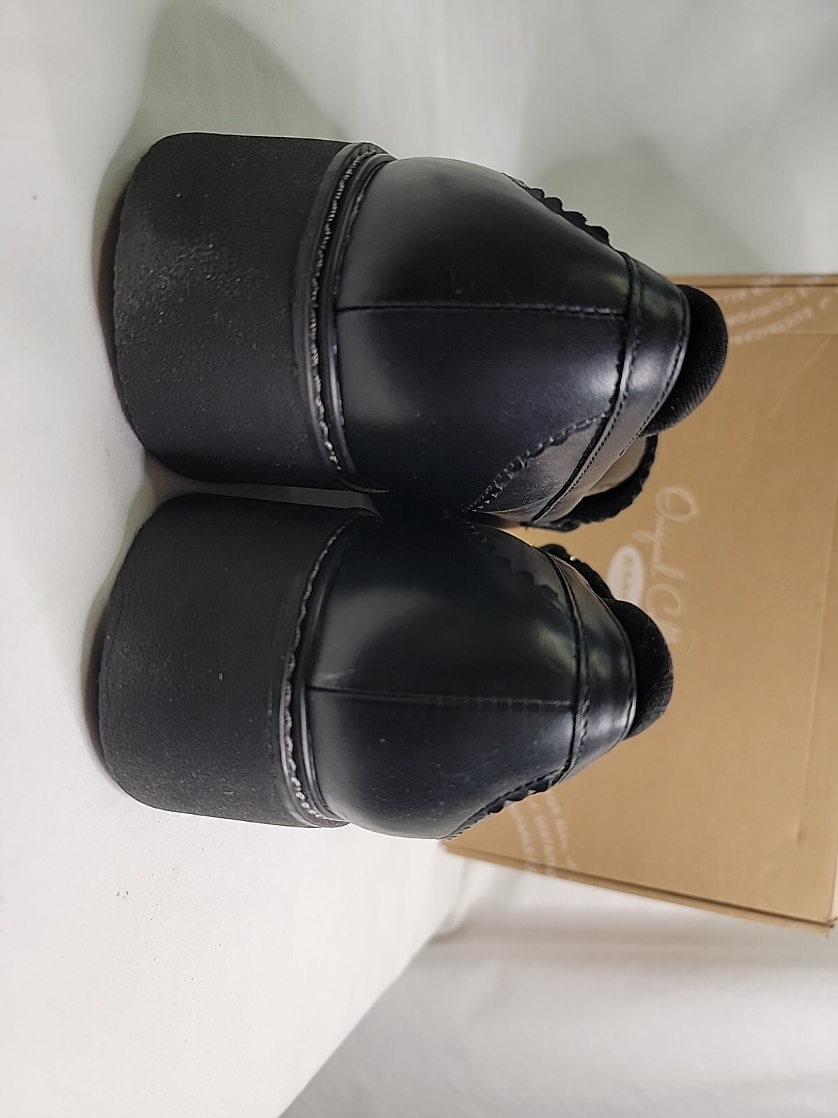 Dr Scholls Venus Black Leather Womens Loafer Size 9.5 With Chain Detail