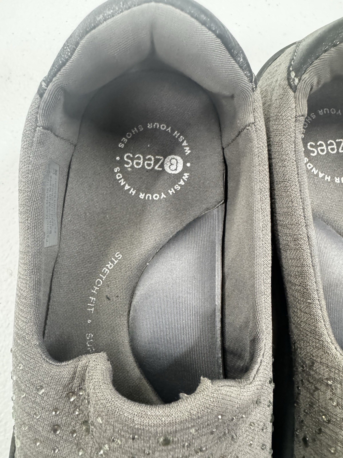 Women’s Gray Rhinestone Knit Slip-On Comfort Sneakers – Size 9.5
