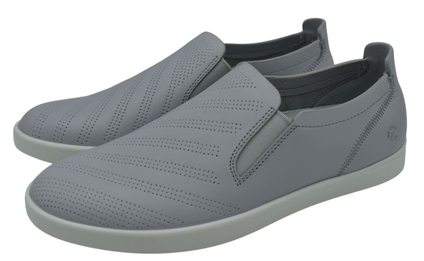 ECCO EU 39 US 8-8.5 Travel Perforated Concrete Leather Slip On Sneakers Shoes
