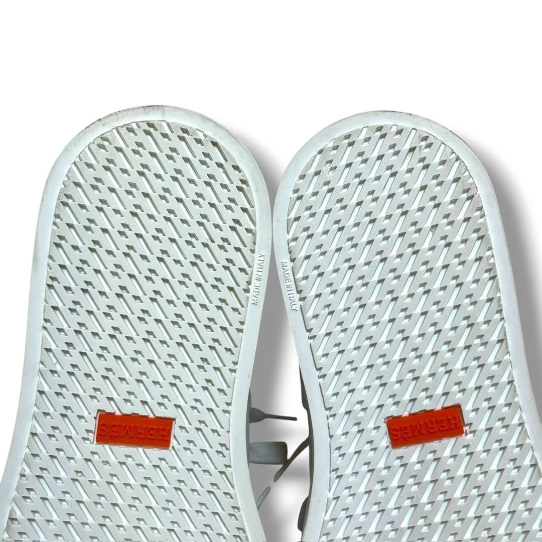 HERMES Daydream High Top Sneakers White Leather Kelly Buckle Women’s EU36 US6