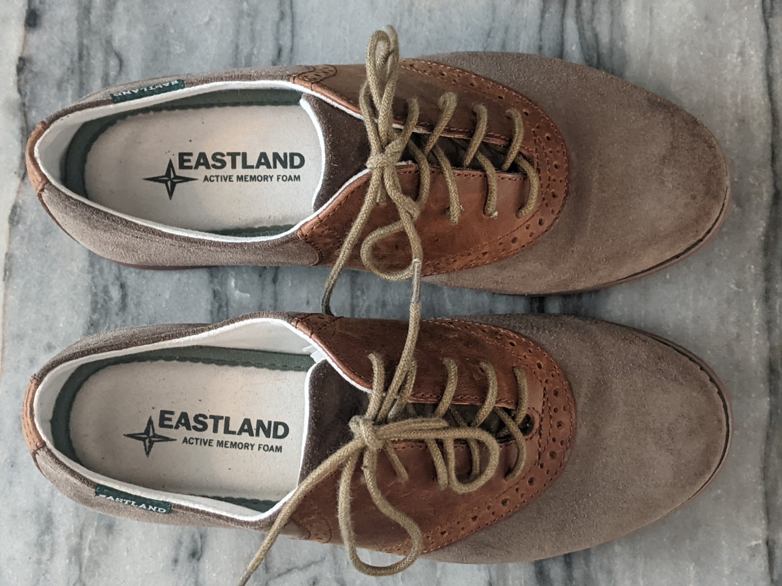 Eastland Women’s Sadie Saddle Shoe 3331-39 Suede Leather Olive/Dark Tan Brown 6M