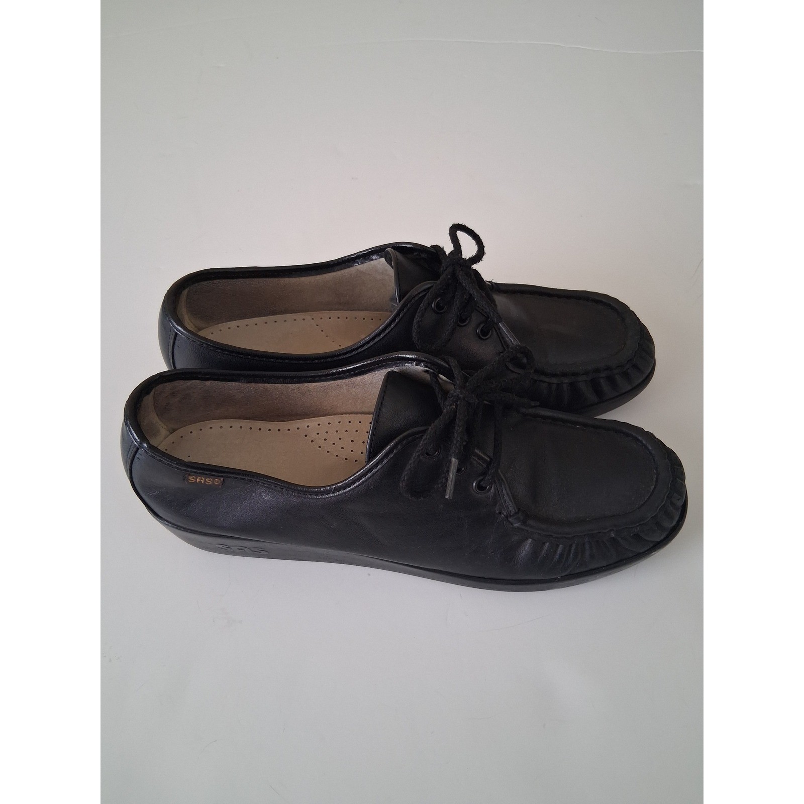 SAS Siesta Comfort Oxford Shoes Womens 10.5 M Black Leather Lace Up Walking Work