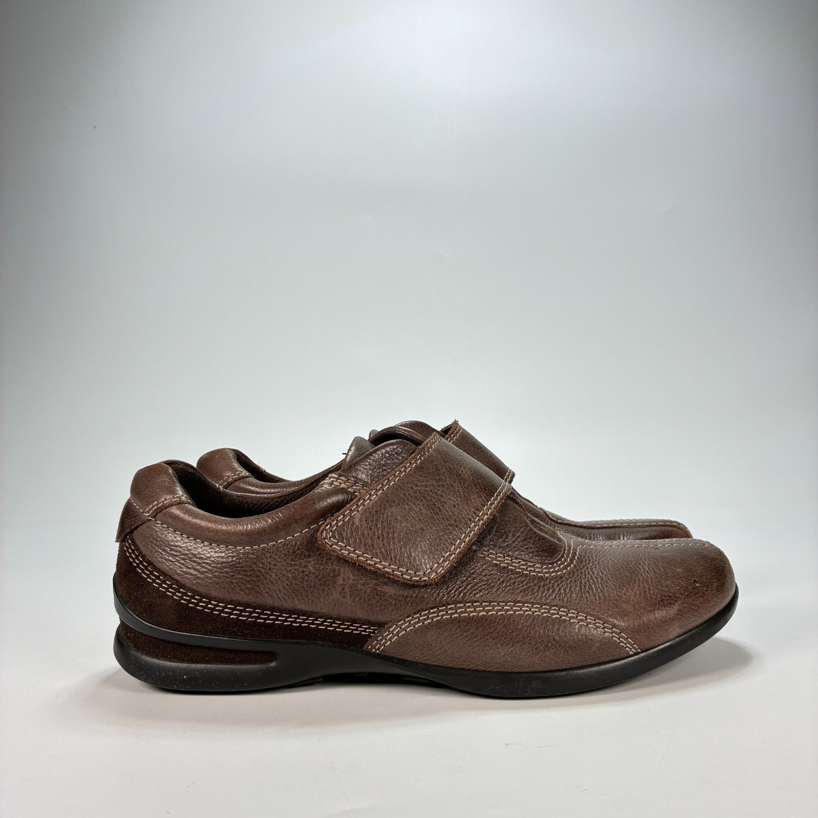 ECCO Wave Munk Brown Leather Comfort Casual Loafers Shoes Womens Sz US 7.5 EU 38