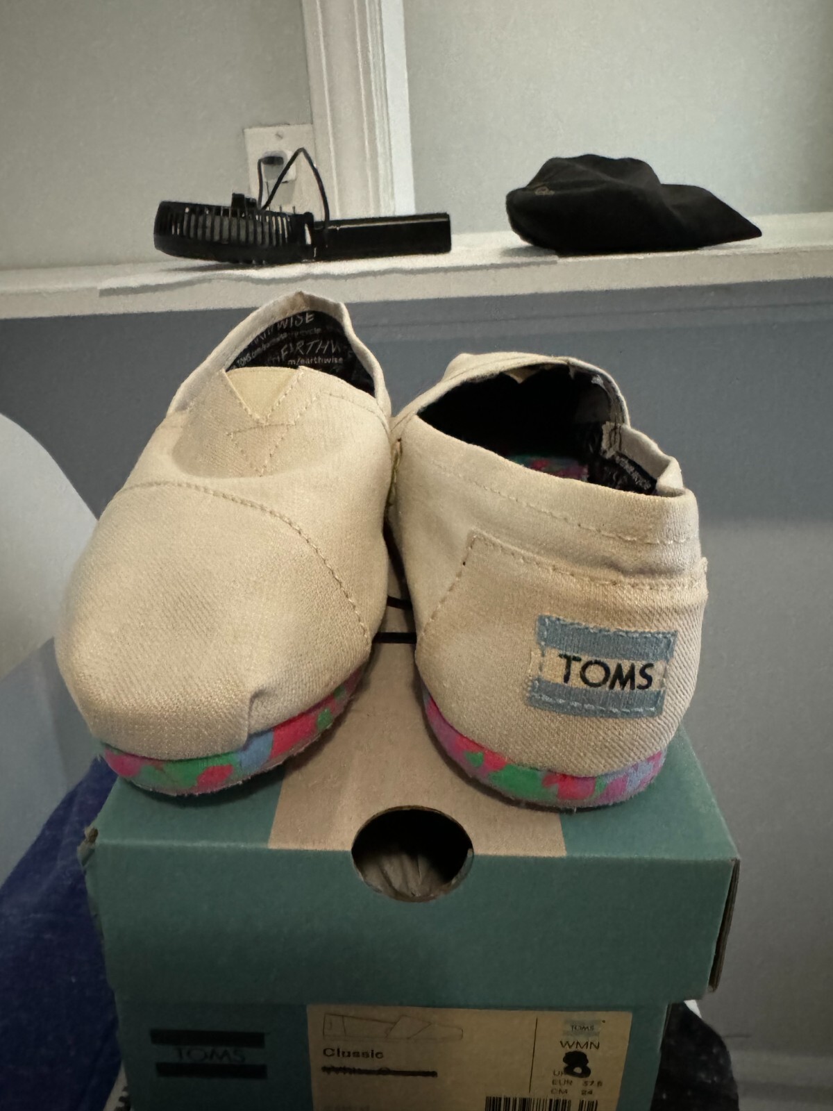 Womens TOMS Earth Recycled Sole Cotton Canvas 100% Original Brand Beige 8