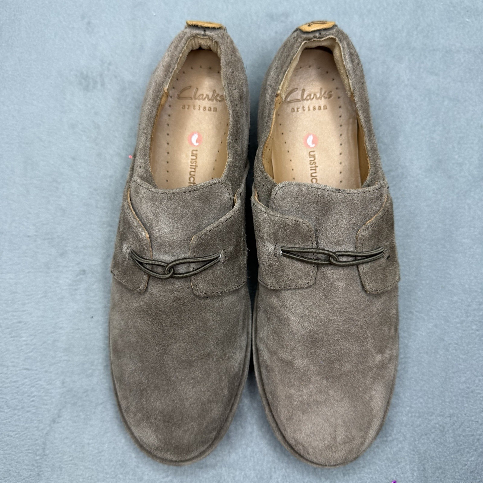 Clarks Unstructured Loafers Womens Size 8 Taupe Nubuck Slip On Comfort Shoes