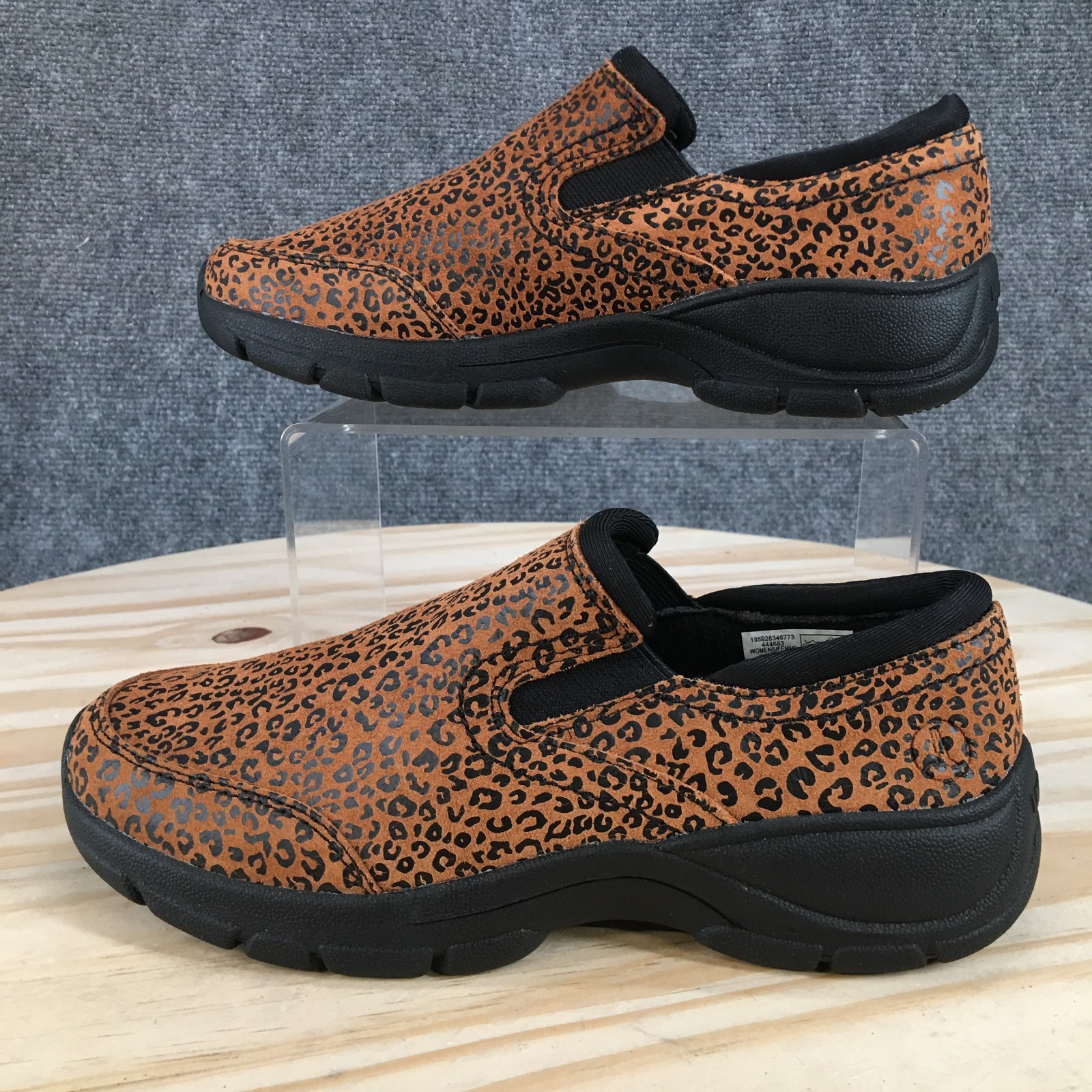 Lands End Shoes Womens 6 B Slip On Brown Leopard Print Comfort Casual Low Top