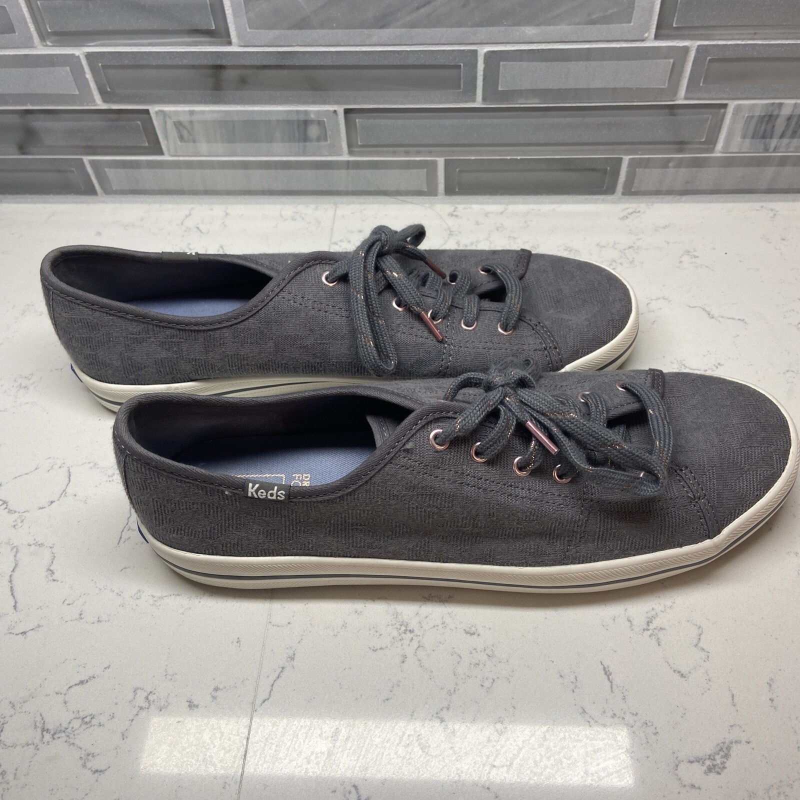Keds Women’s Kickstart Geo Jersey Charcoal Sneakers. Size 9.5