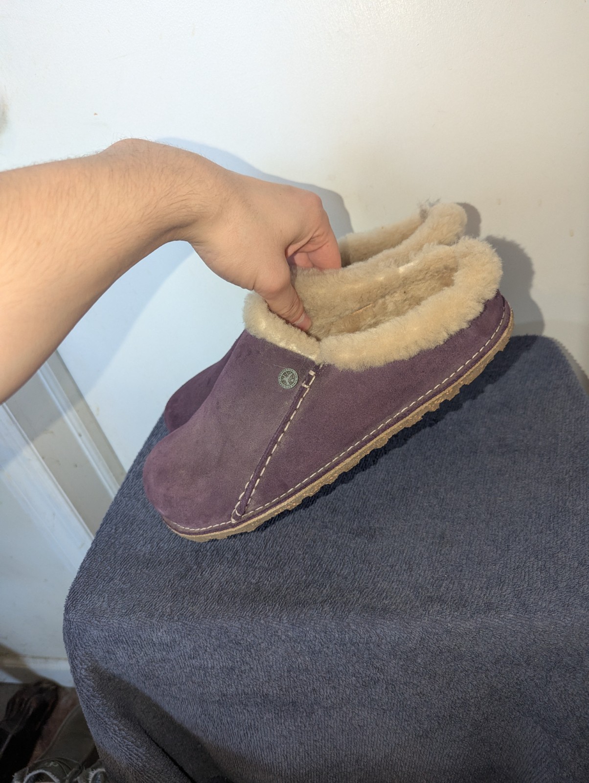 BIRKENSTOCK ZERMATT SHEARLING SUEDe CLOGS Womens Size EU 42 US 11 Narrow Purple