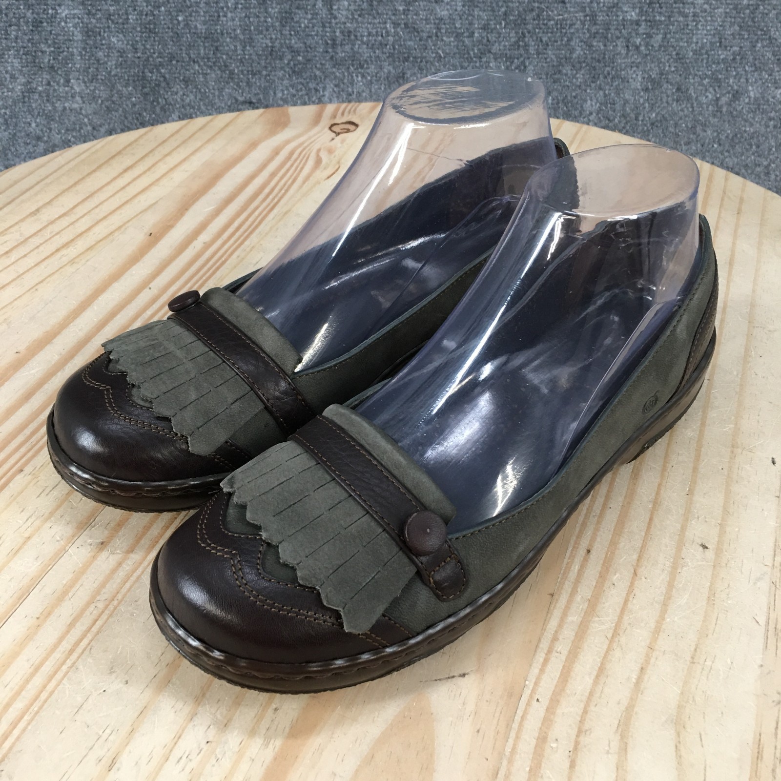 Børn Kiltie Fringe Loafer Shoes Womens 8 M Button Low Casual Leather Brown NEW