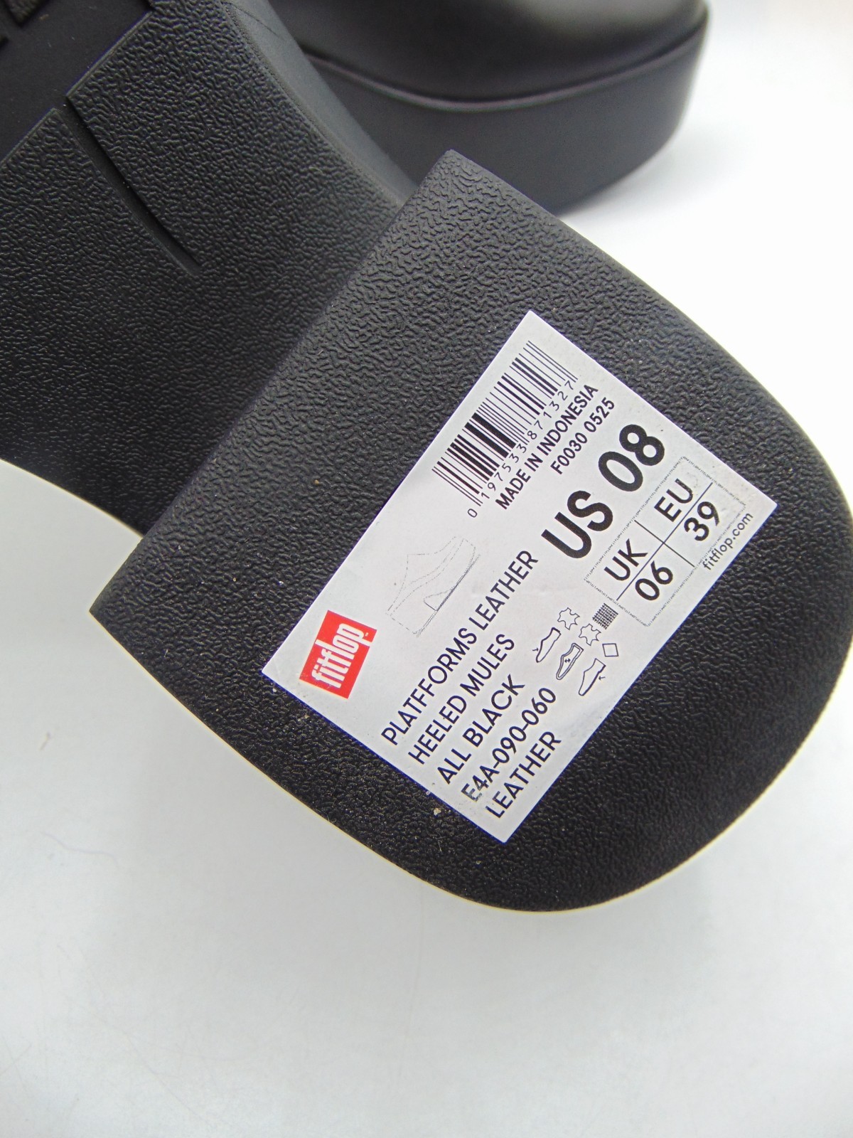 FITFLOP Pilar Black Leather Platform Block Heel Slip On clogs Mule Sz 8 NEW