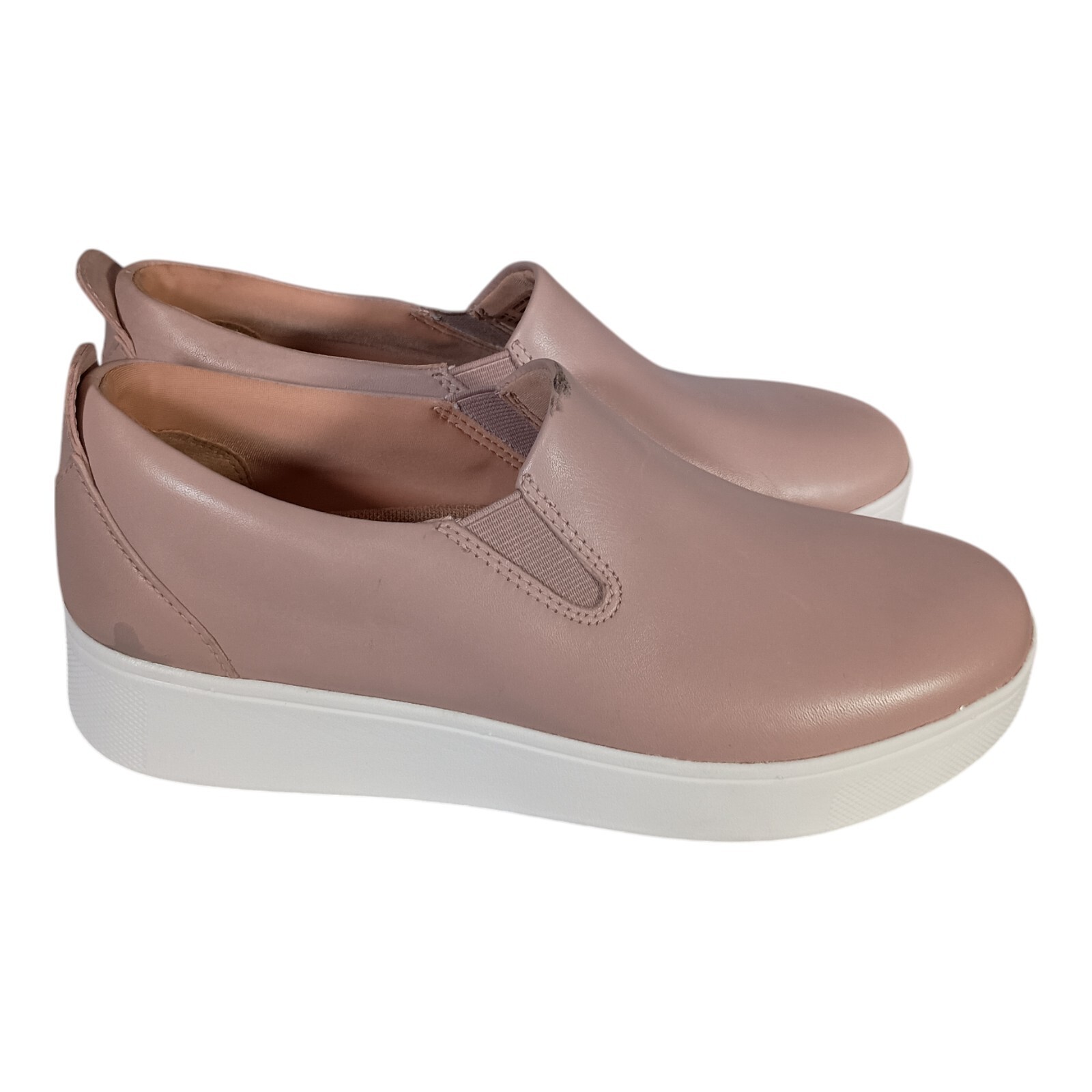 Fitflop Shoes 5 Womens Beige Sania Skates Leather Sneaker Flat Closed Toe Low