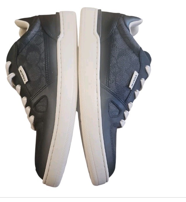 COACH Women’s Clip Court Low Top Sneaker Signature Coated Canvas Black Size 8.5B