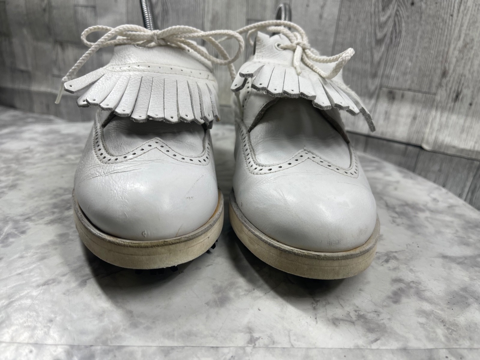 Mephisto Golf Shoes Women 8.5M Air-Relax Shoes White Leather Wingtips Kiltie
