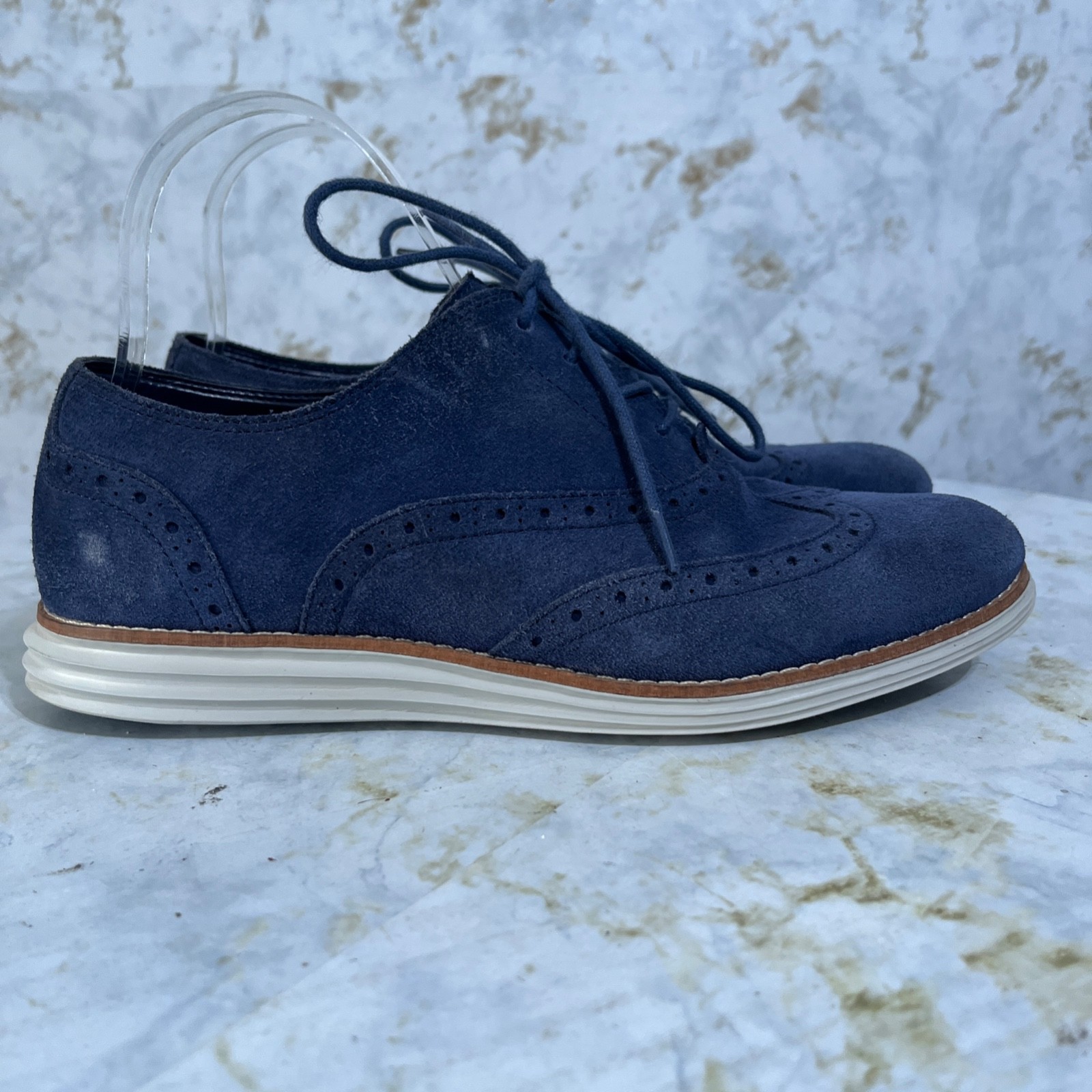 Cole Haan Original Grand Women’s Size 8.5 Shoes Blue Gray Suede Comfort Oxfords