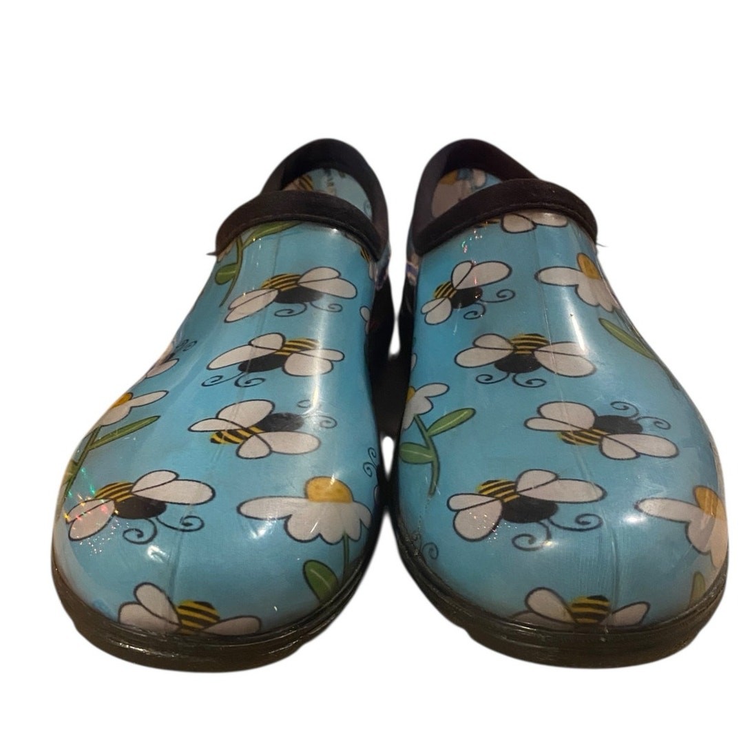 Sloggers Bee Blue Womens Slip On Shoes 10 Waterproof Recycled Nursing Garden