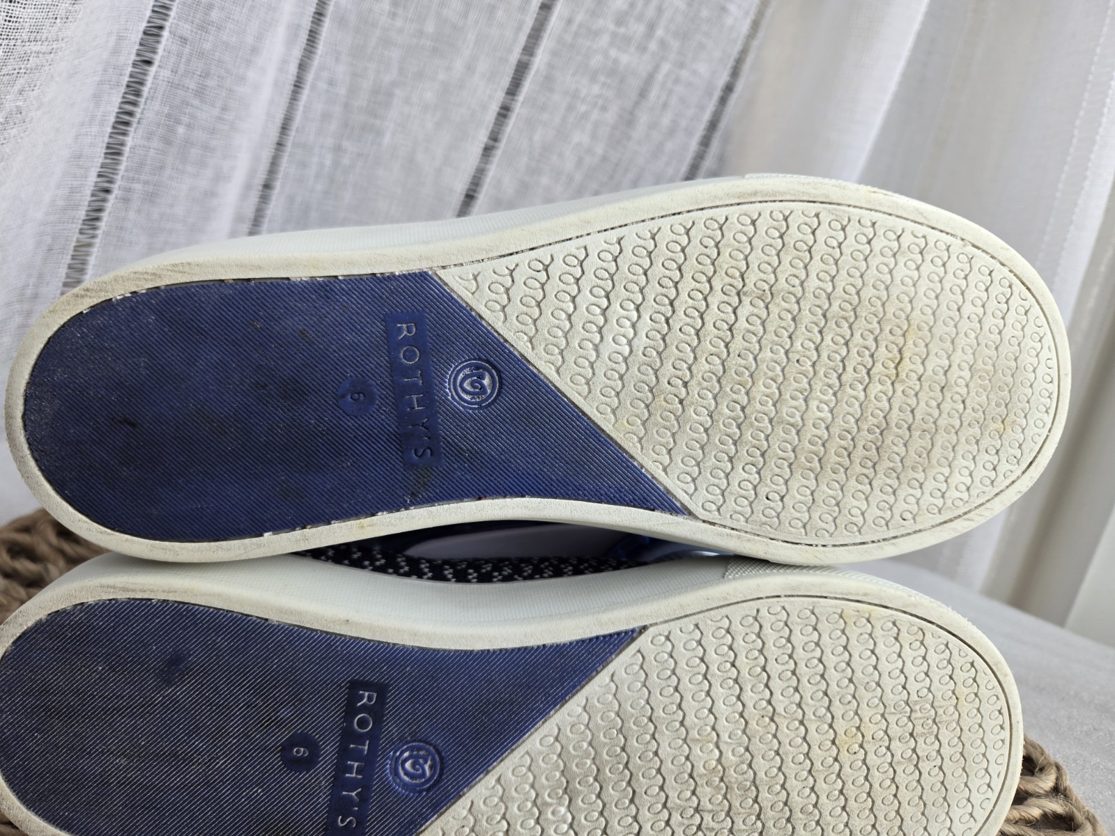 Rothy’s The Original Slip-On Sneaker Maritime Gradient Navy Blue White Size 6…