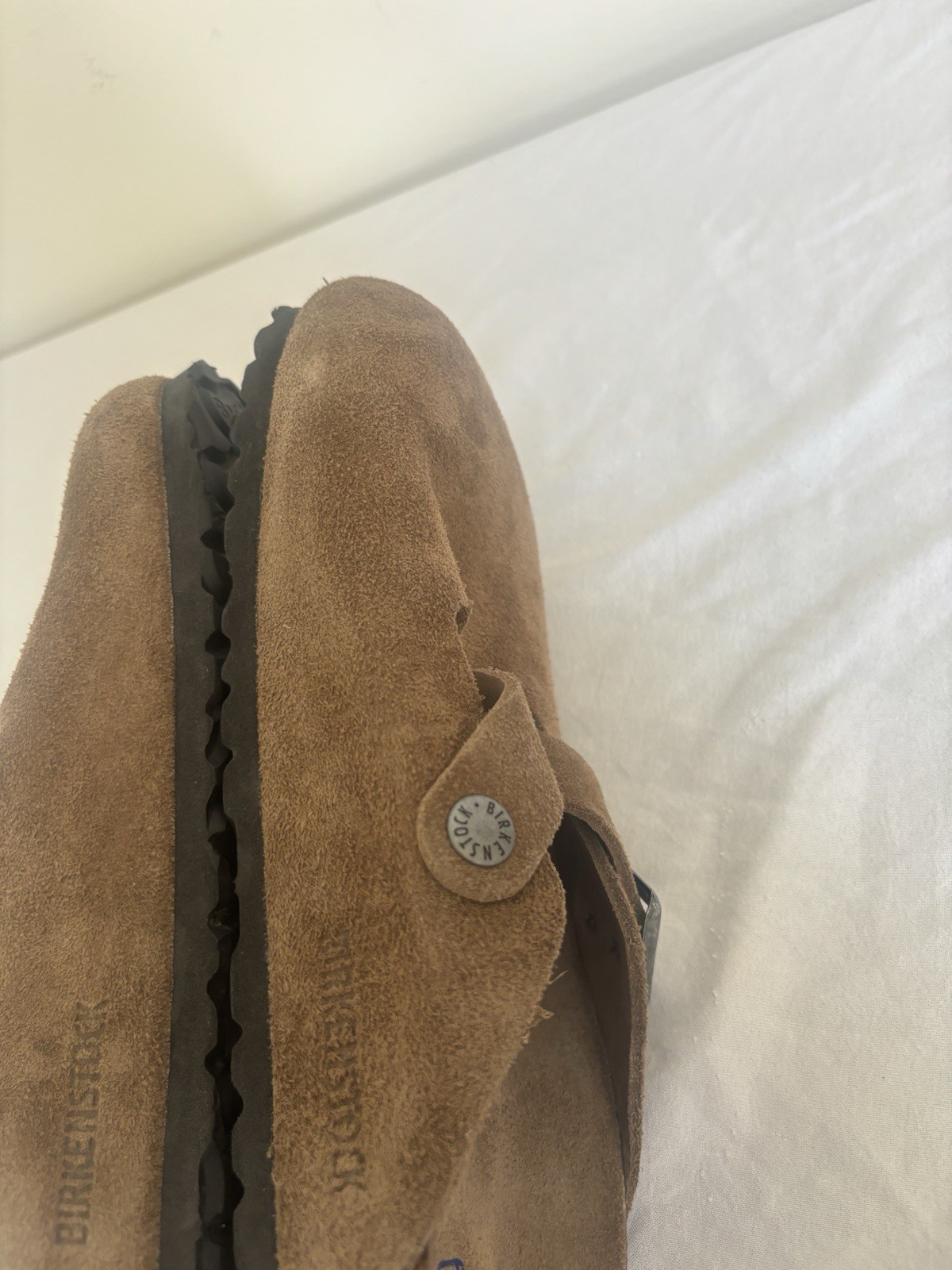Birkenstock Boston Clogs Brown Suede Size 8 Eu39 Narrow Fit Soft Footbed