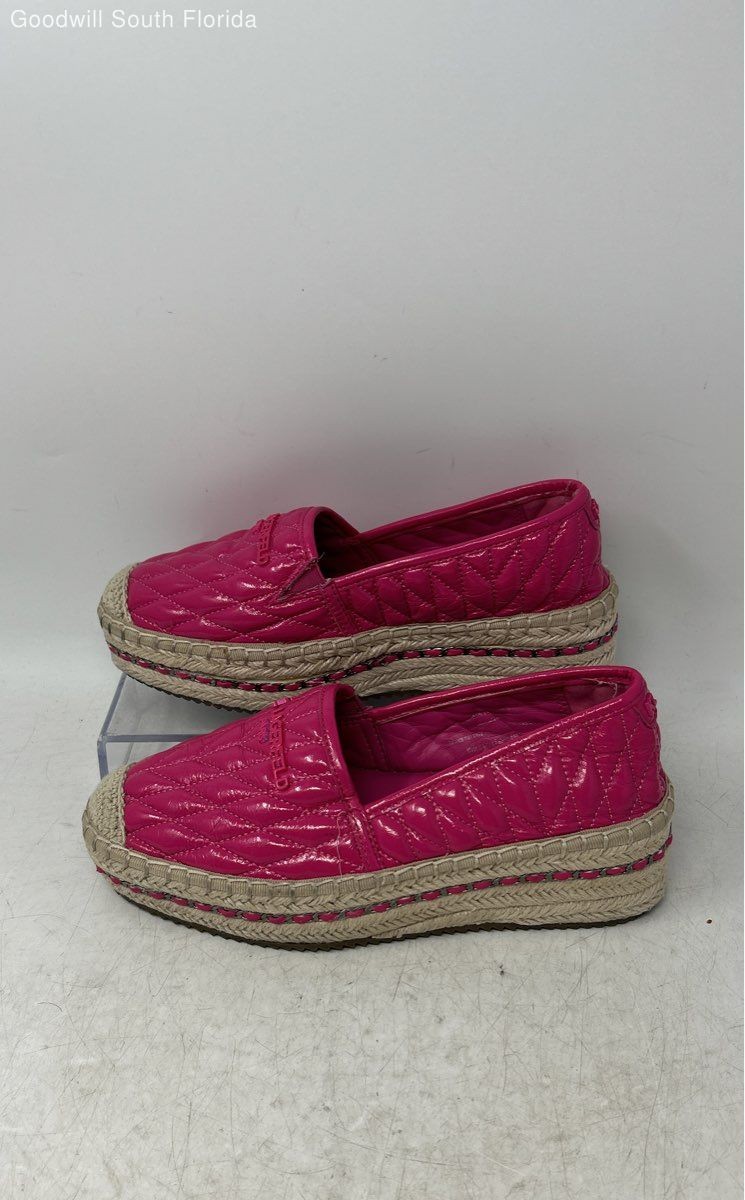 Karl Lagerfeld Paris Womens Beige Pink Quilted Slip-On Espadrille Shoes Size 6.5