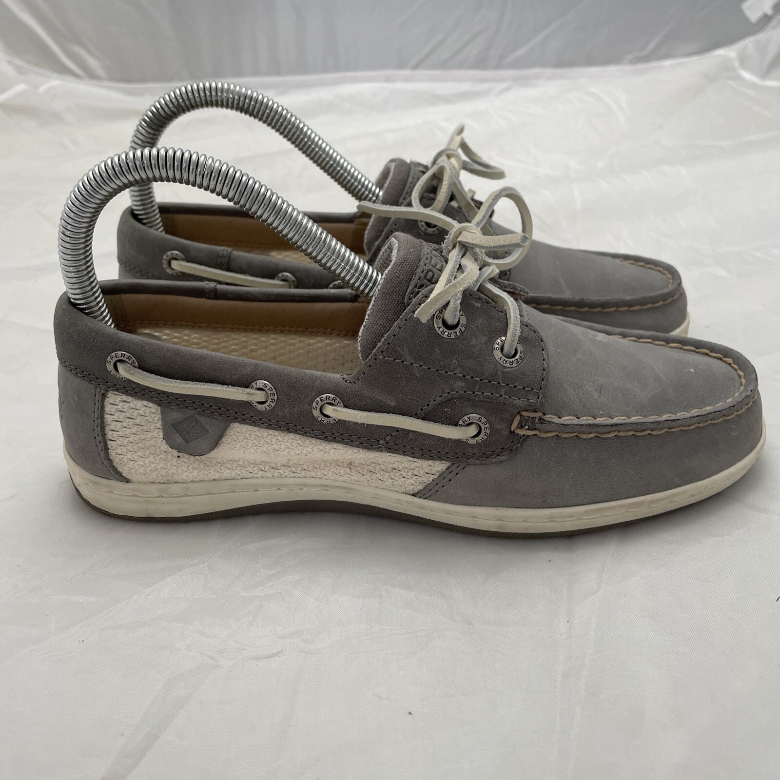 Sperry Top Sider Boat Shoes Womens 6 Koifish Grey Lace Up Comfort Low STS85813