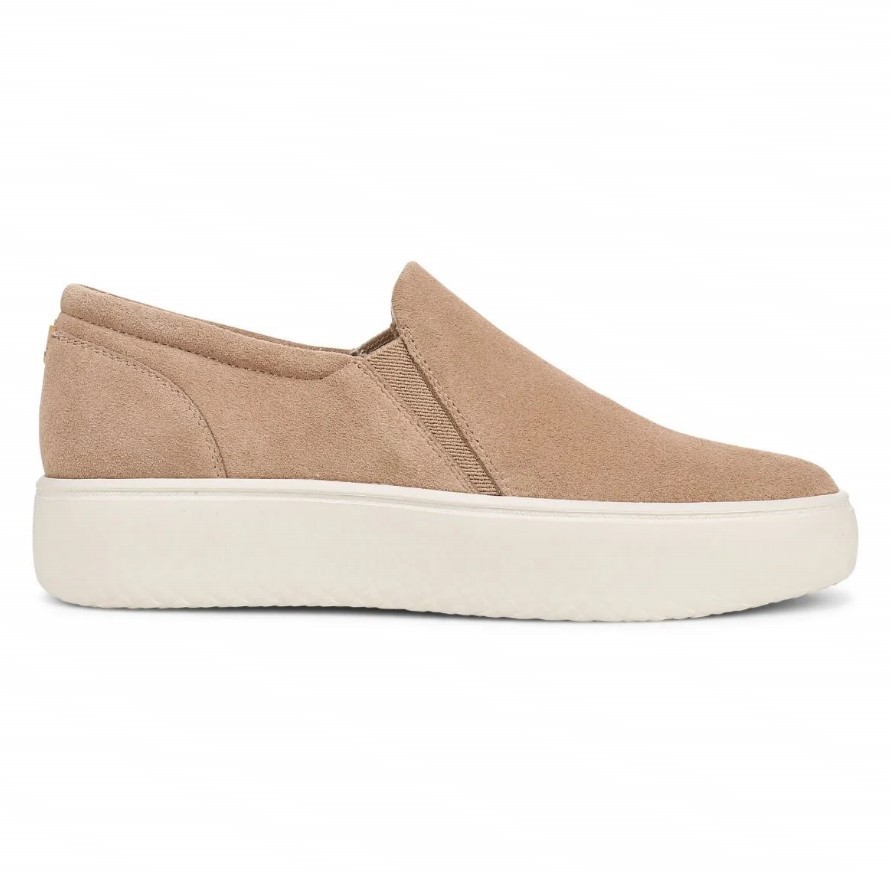 VIONIC Women Ellen Platform Slip On Sneaker, Desert Sand Suede (NEW)