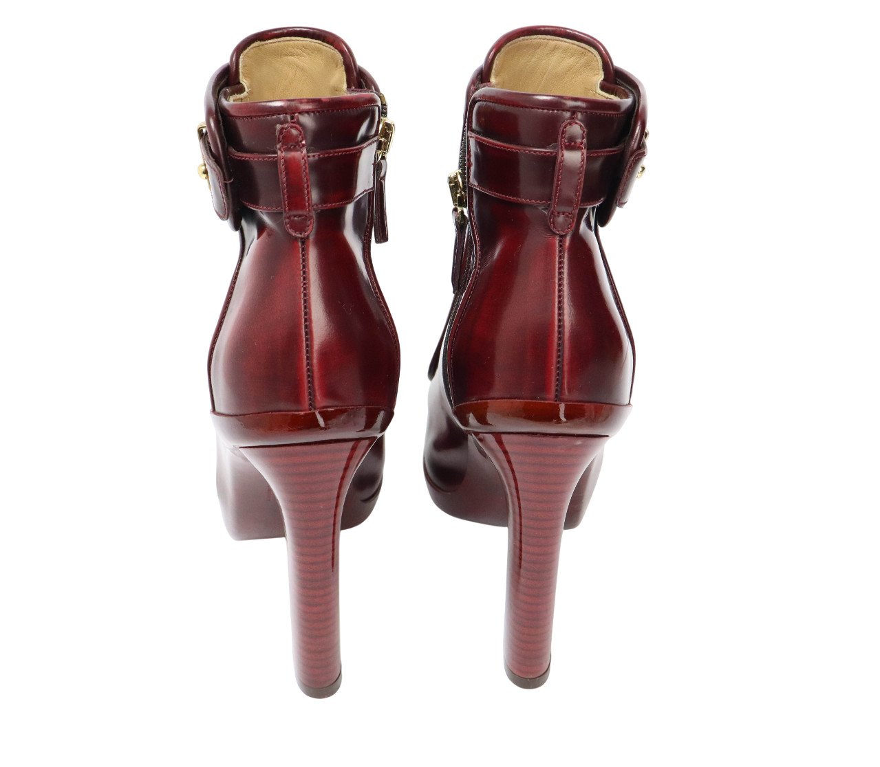 Salvatore Ferragamo Shoes Womens (UK) 4.5 Burgundy Leather Ankle High Heel