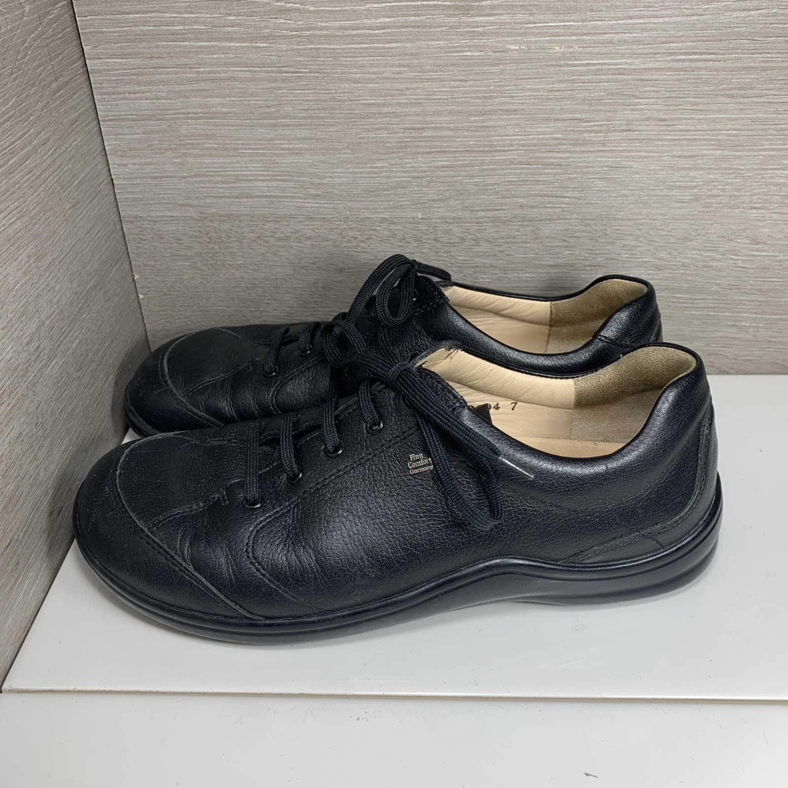 Finn Comfort Lexington Germany Black Nubuck Leather Lace Up Sz 37 US 6.5-7