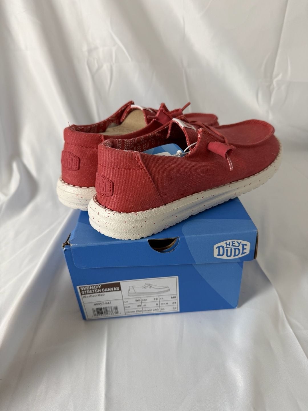 Hey Dude Wendy Stretch Canvas Shoes in Washed Red