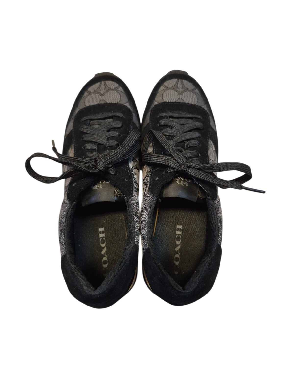 COACH Mason Signature Black Suede White Sneakers Womens 9