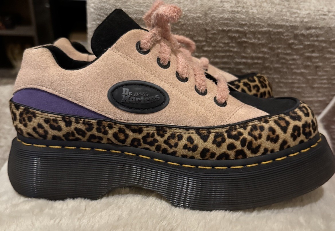 EUC Dr. Martens Buzz 5-Eye Leopard Suede Platform Shoes Women’s Size 8