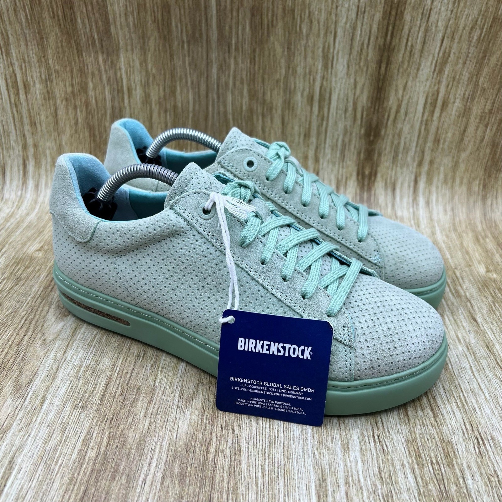 Birkenstock Bend Women’s Size 7 EU 38 Suede Perforated Matcha Green Sneakers NEW