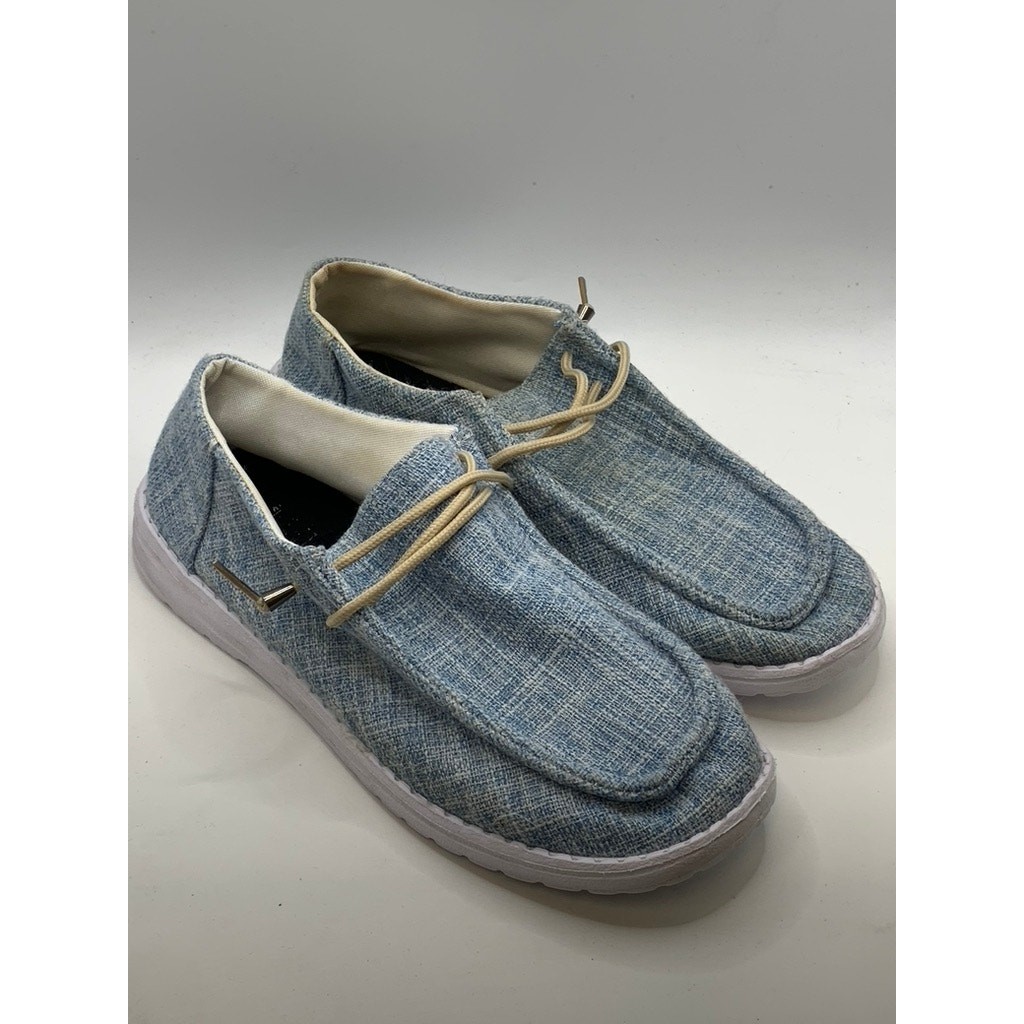 UNBRANDED Women’s Blue Canvas Slip-On Loafers SZ 41(US10.5)
