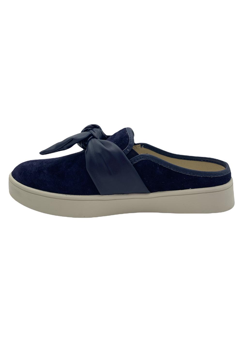 Spenco Orthotic Suede Bow Mules Barbados Dove Peacoat