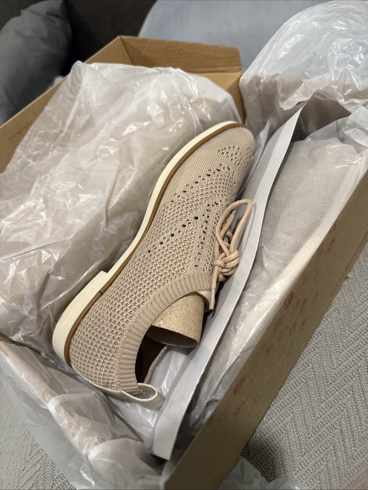 Eurosoft Virida Knit Oxford Shoes Women’s 7 Cream Comfort Lace Up NIB