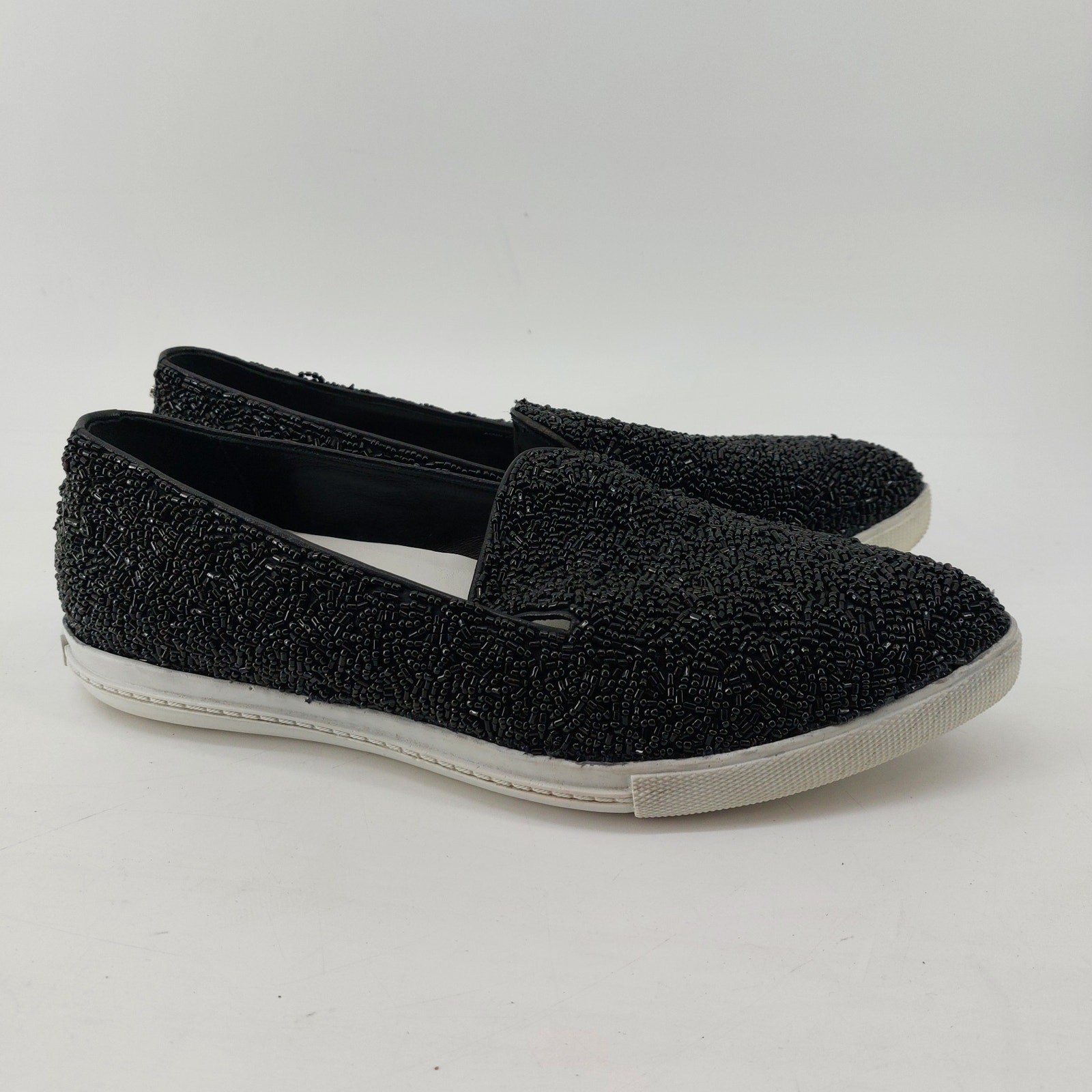 Alice + Olivia Womens Size 9 Beaded EURO 39 Sneaker Shoe Black Leather
