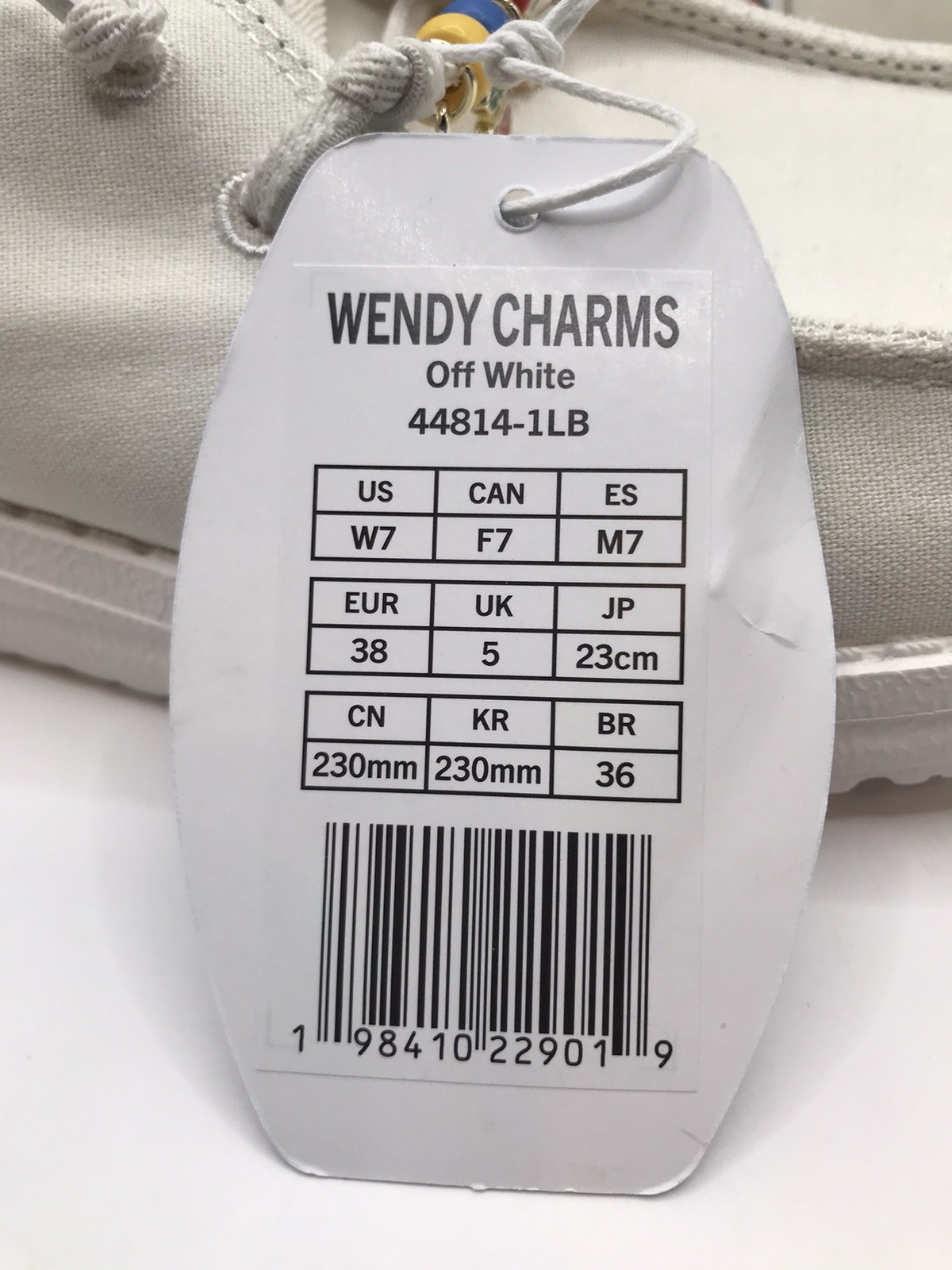 WOMEN’S OFF WHITE/MULTI HEY DUDE WENDY DANGLE CHARMS SLIP ON SNEAKER SIZE 7 NWT