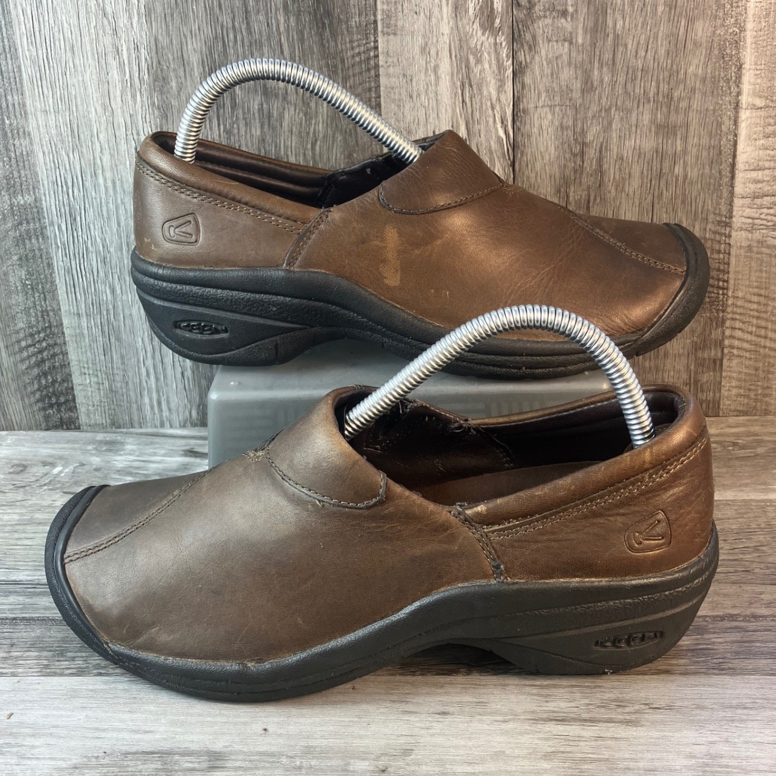 Keen Presidio Brown Leather Slip On Clogs Mules Womens 8.5 1009325 Outdoor