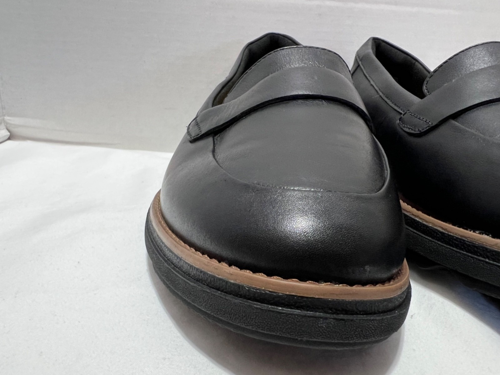 Women’s, Clarks Sharon Gracie Loafers ,9 .5 W, Black, Leather Wedge Shoes