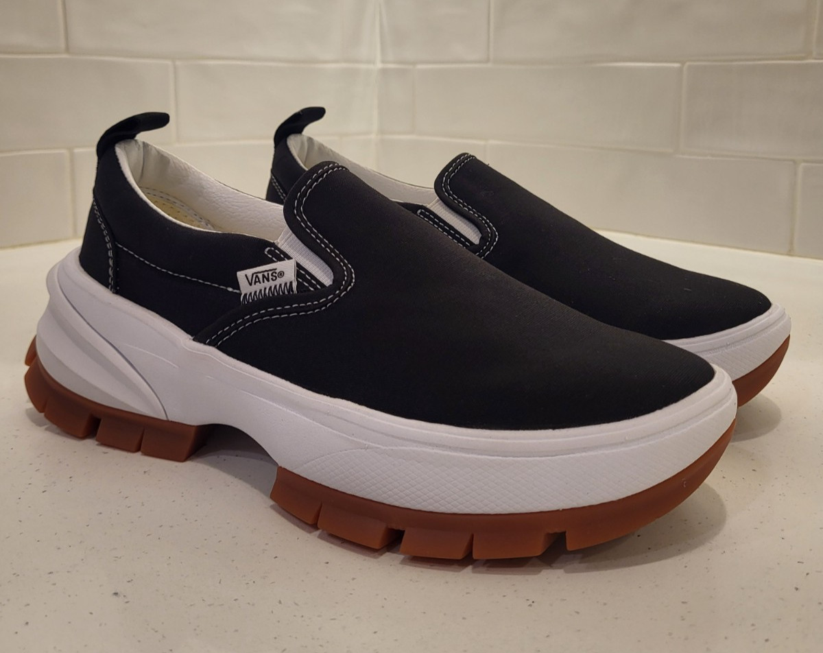 Vans Slip On Lofty Platform Black True White Womens Size 7 Chunky Luxury