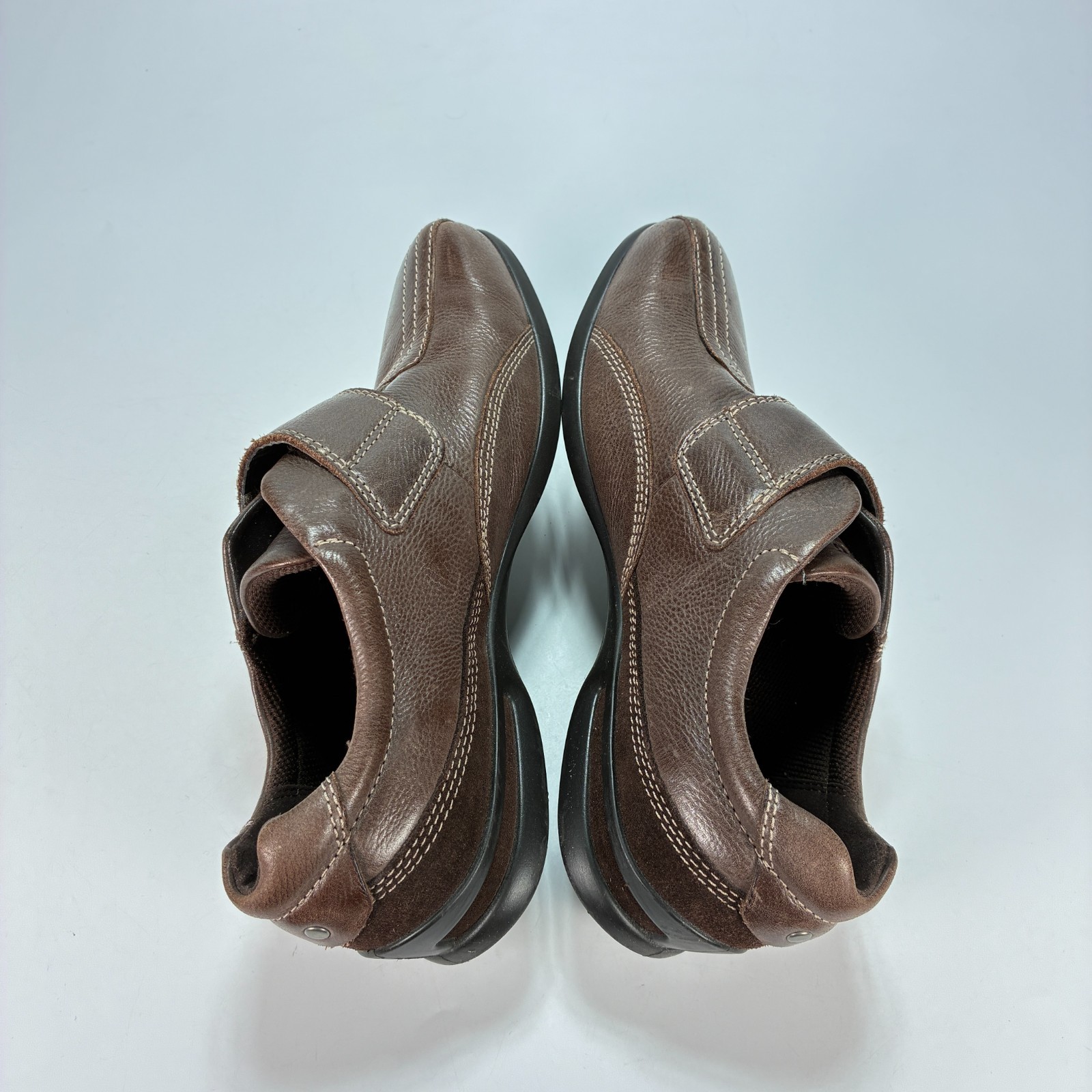 ECCO Wave Munk Brown Leather Comfort Casual Loafers Shoes Womens Sz US 7.5 EU 38