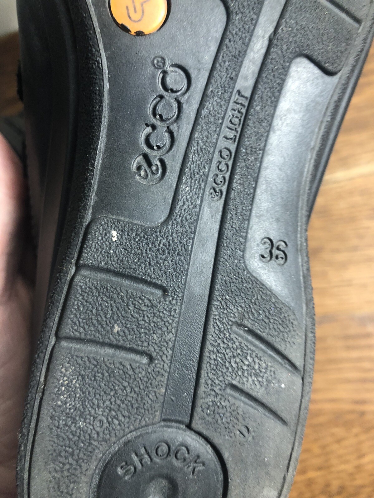 ECCO Black Leather 3-Strap Hook & Loop Comfort/Walking Shoe SIZE 36/5-5.5 Square