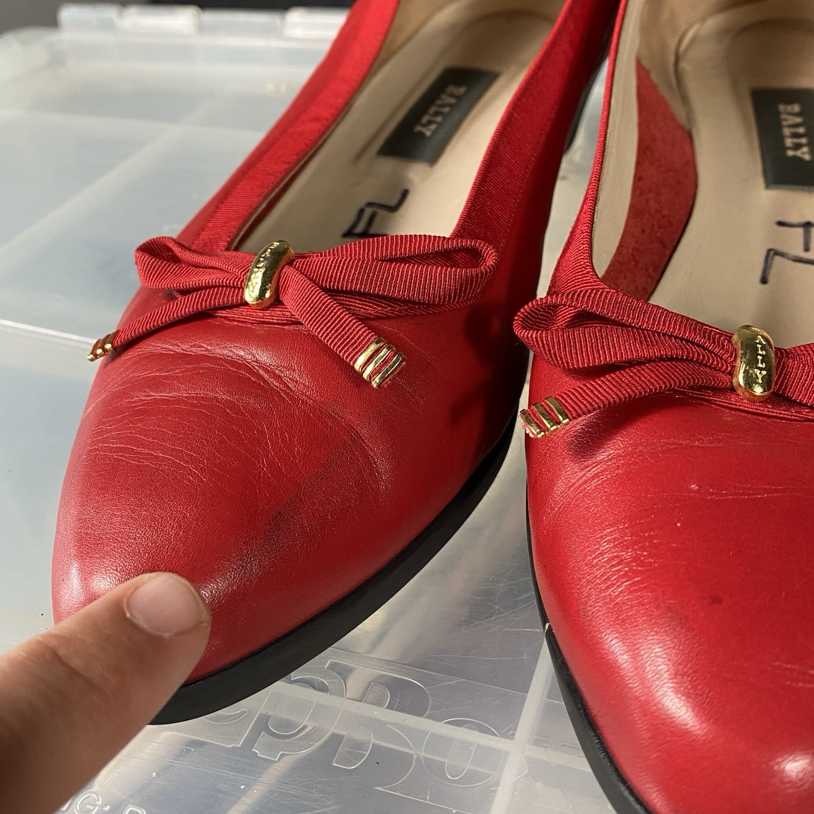 Bally Belle Leather Wedge Womens Shoes Size 9.5 Red Made in Italy Slip On