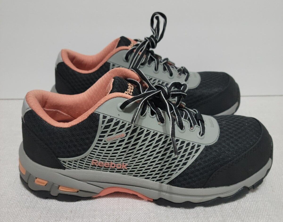 Reebok Heckler RB-427 Women’s Size 8 Composite Safety Toe Work Shoes Pink Black.