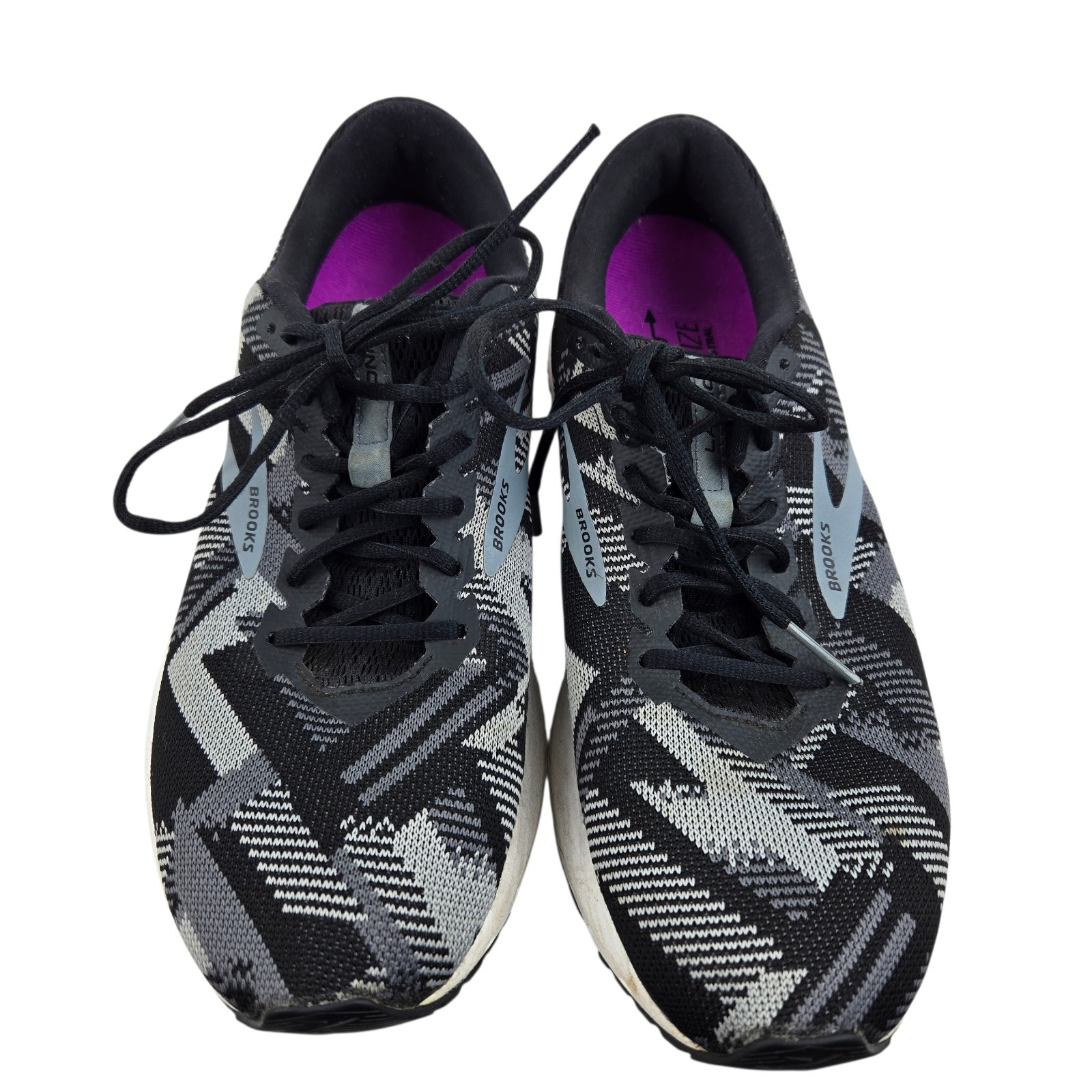 Brooks Running Shoes Womens 9.5 Launch 6 Black Gray Geometric Athleisure Comfort