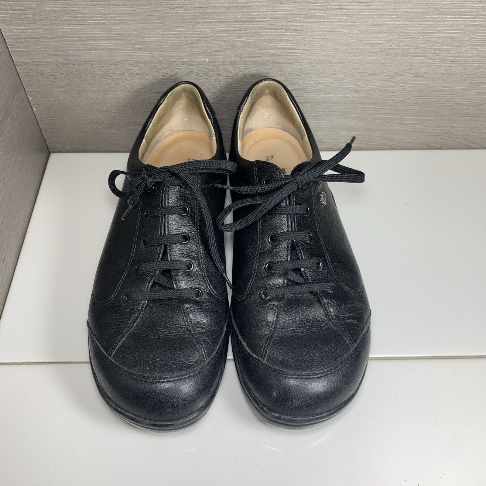 Finn Comfort Lexington Germany Black Nubuck Leather Lace Up Sz 37 US 6.5-7